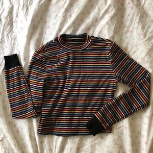 Cropped Colorful Stripe Turtleneck